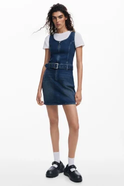 Vestido denim cinturón
