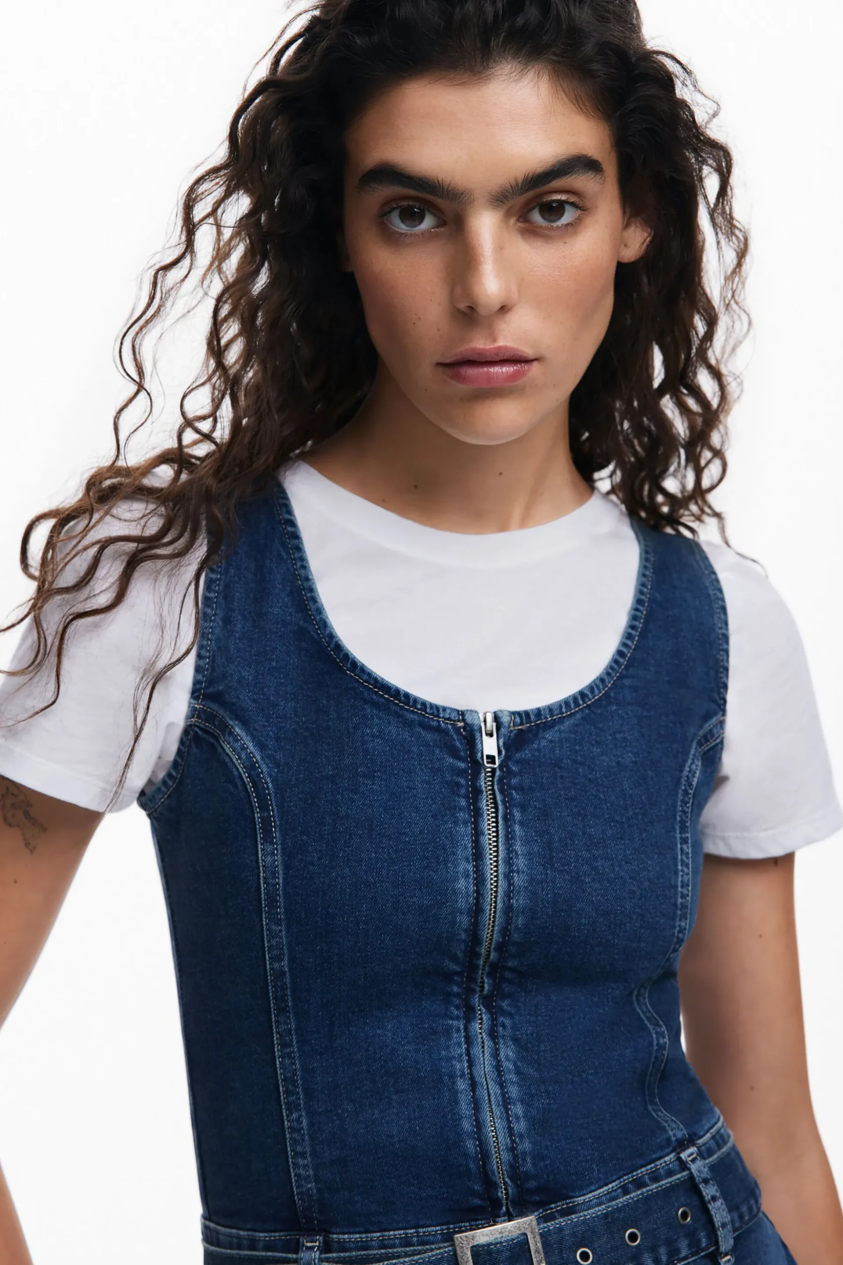 Vestido denim cinturón