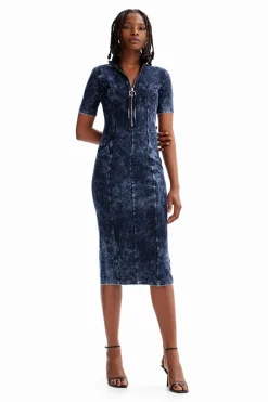 Vestido efecto denim