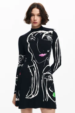 Vestido estampado caras