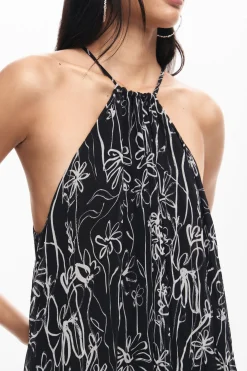 Vestido halter ilustraciones flores