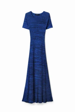 Vestido largo canalé jaspeado