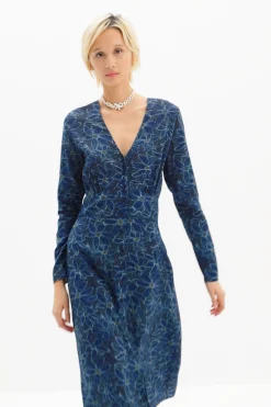 Vestido midi camisero flores