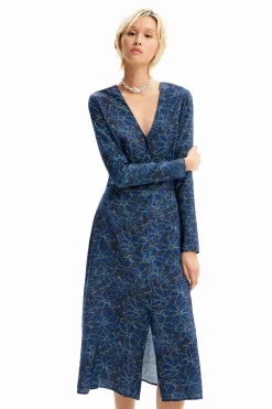Vestido midi camisero flores
