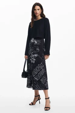 Vestido midi combinado