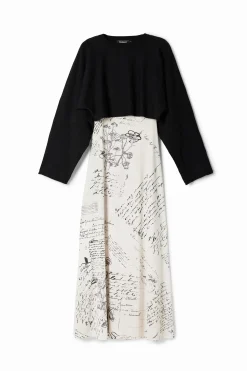 Vestido midi combinado