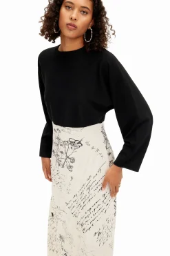 Vestido midi combinado