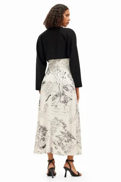 Vestido midi combinado