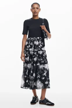 Vestido midi combinado