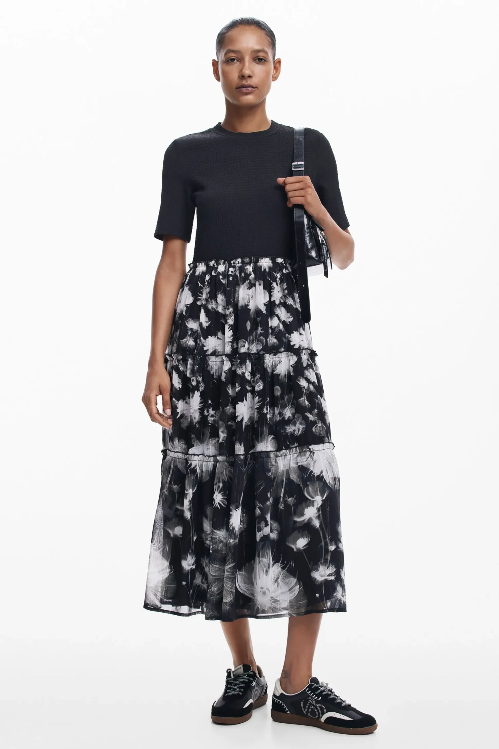 Vestido midi combinado