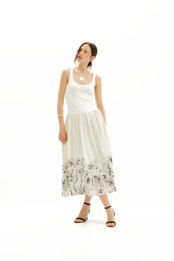 Vestido midi evasé flores