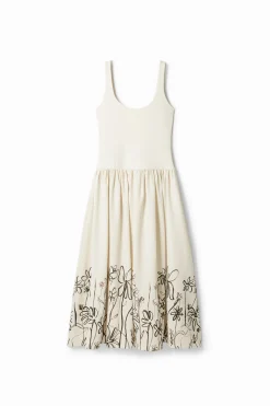 Vestido midi evasé flores