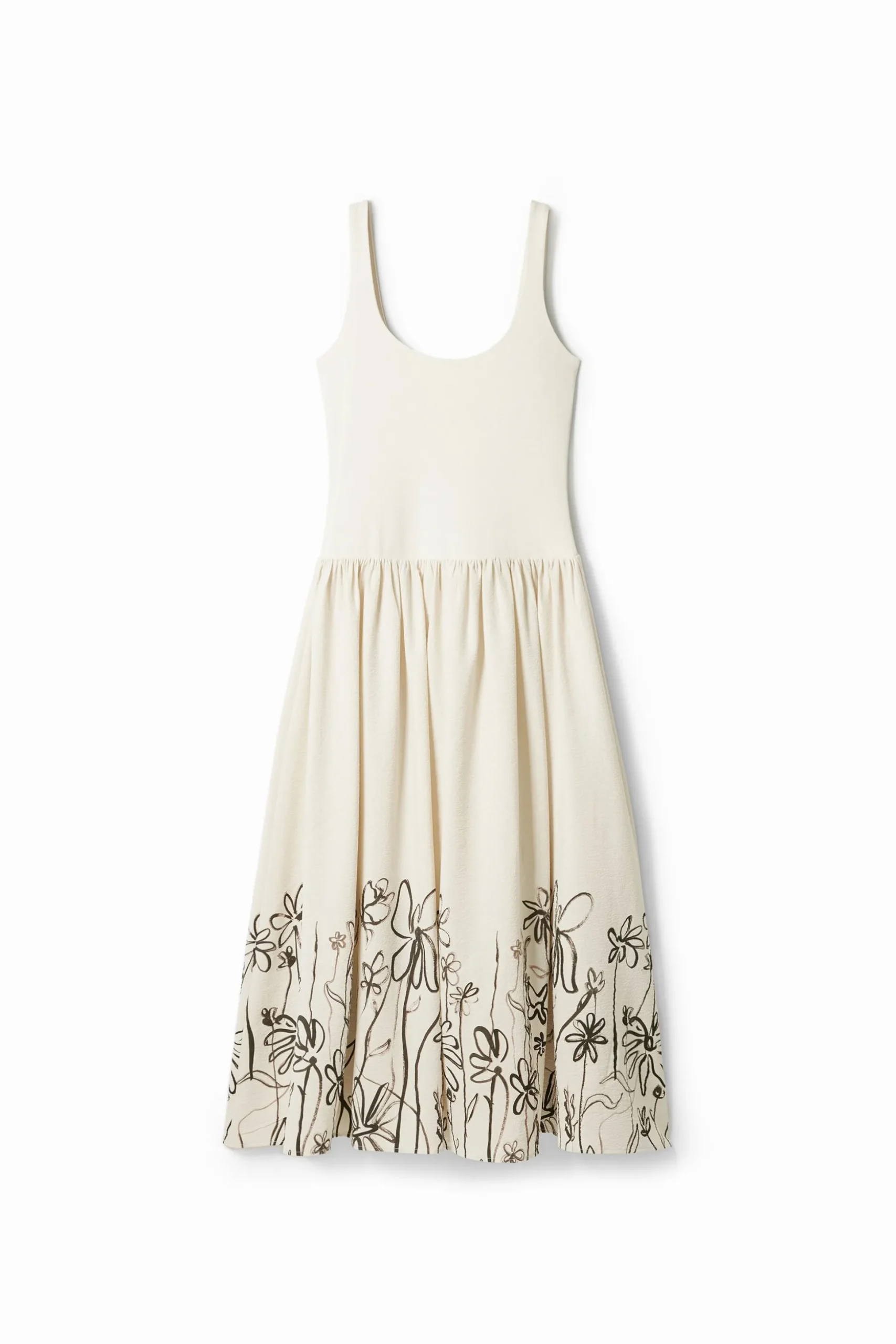 Vestido midi evasé flores