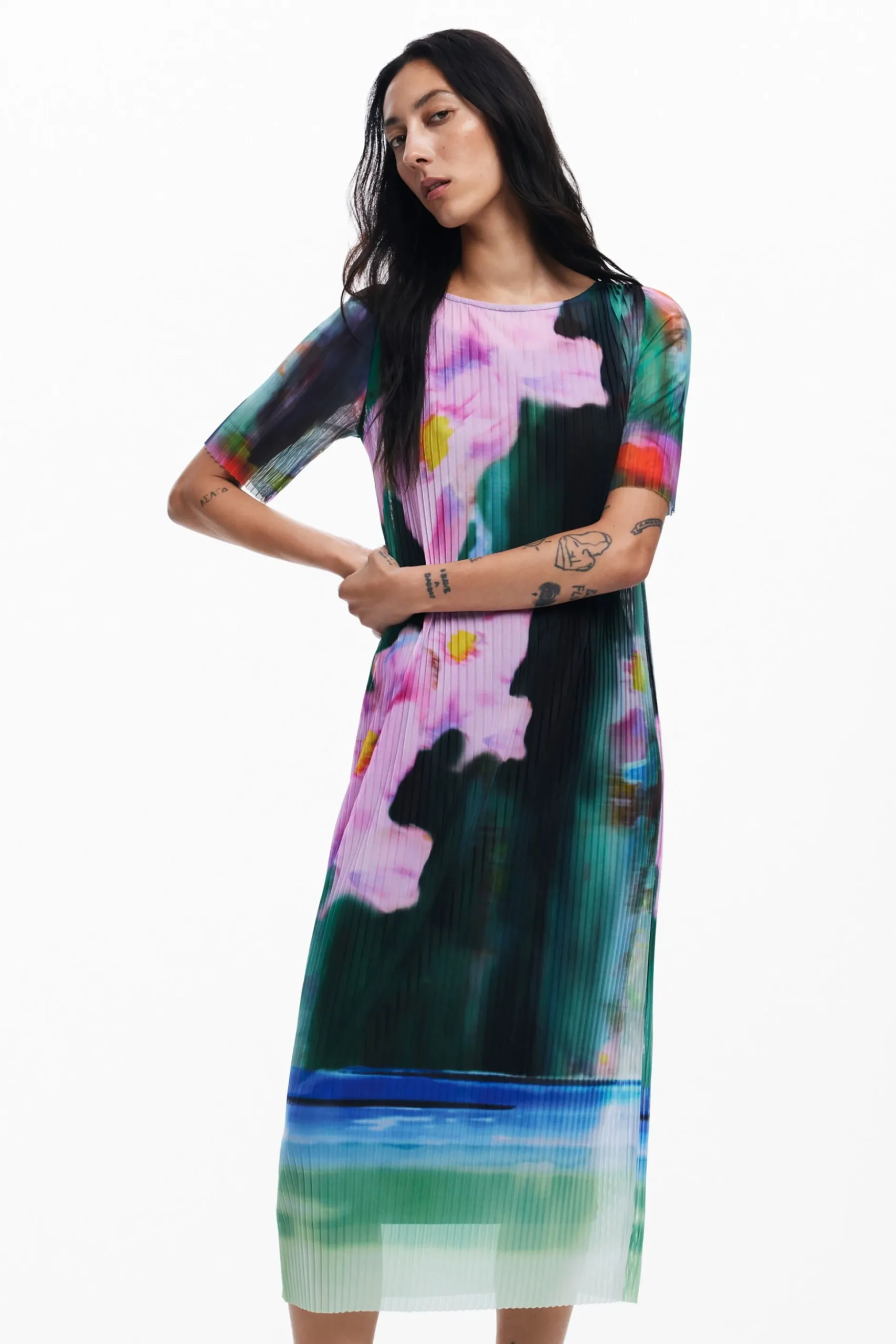 Vestido midi flores