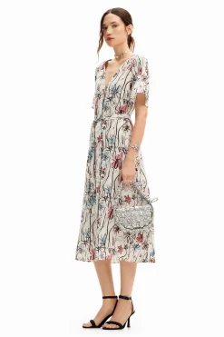Vestido midi flores