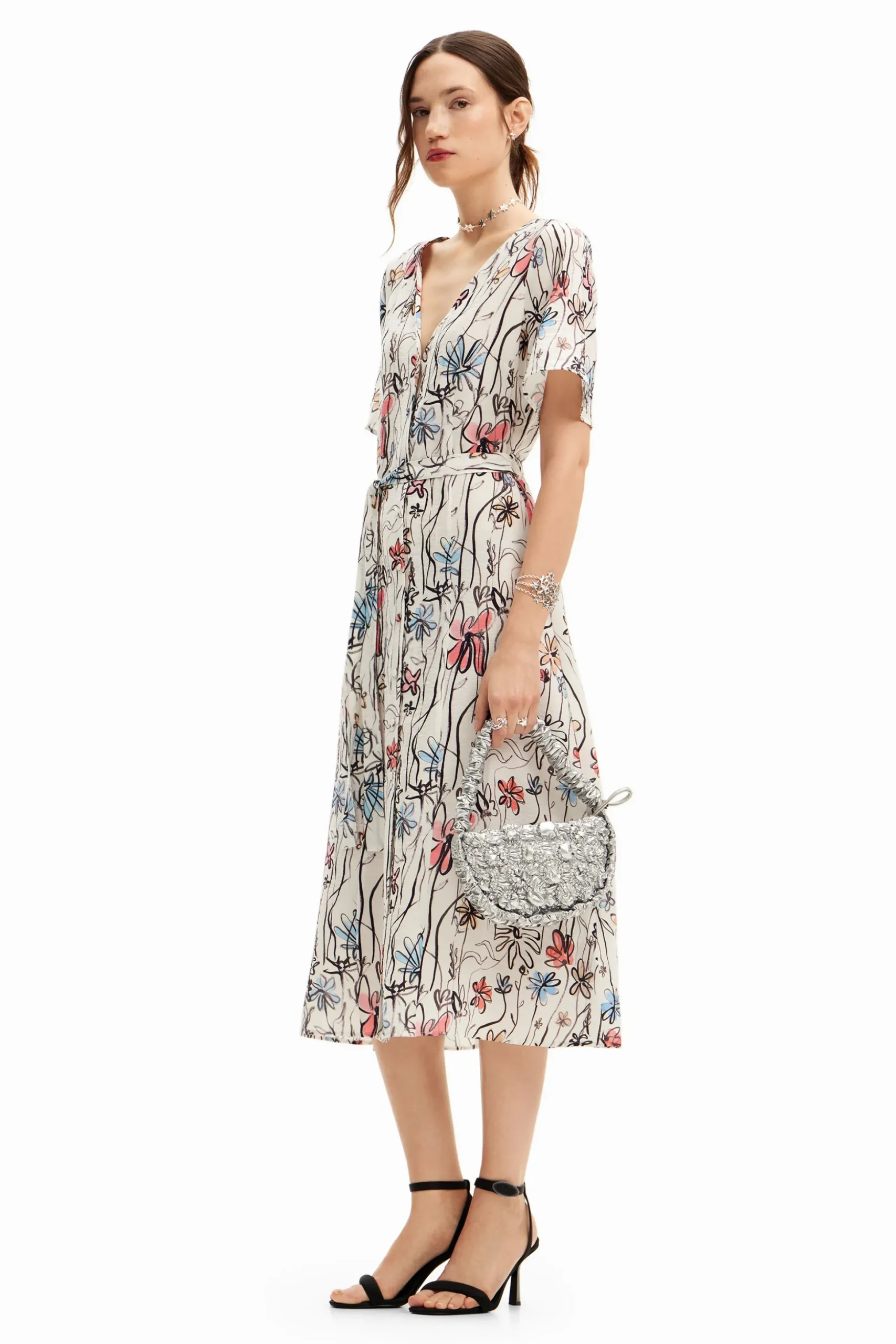 Vestido midi flores