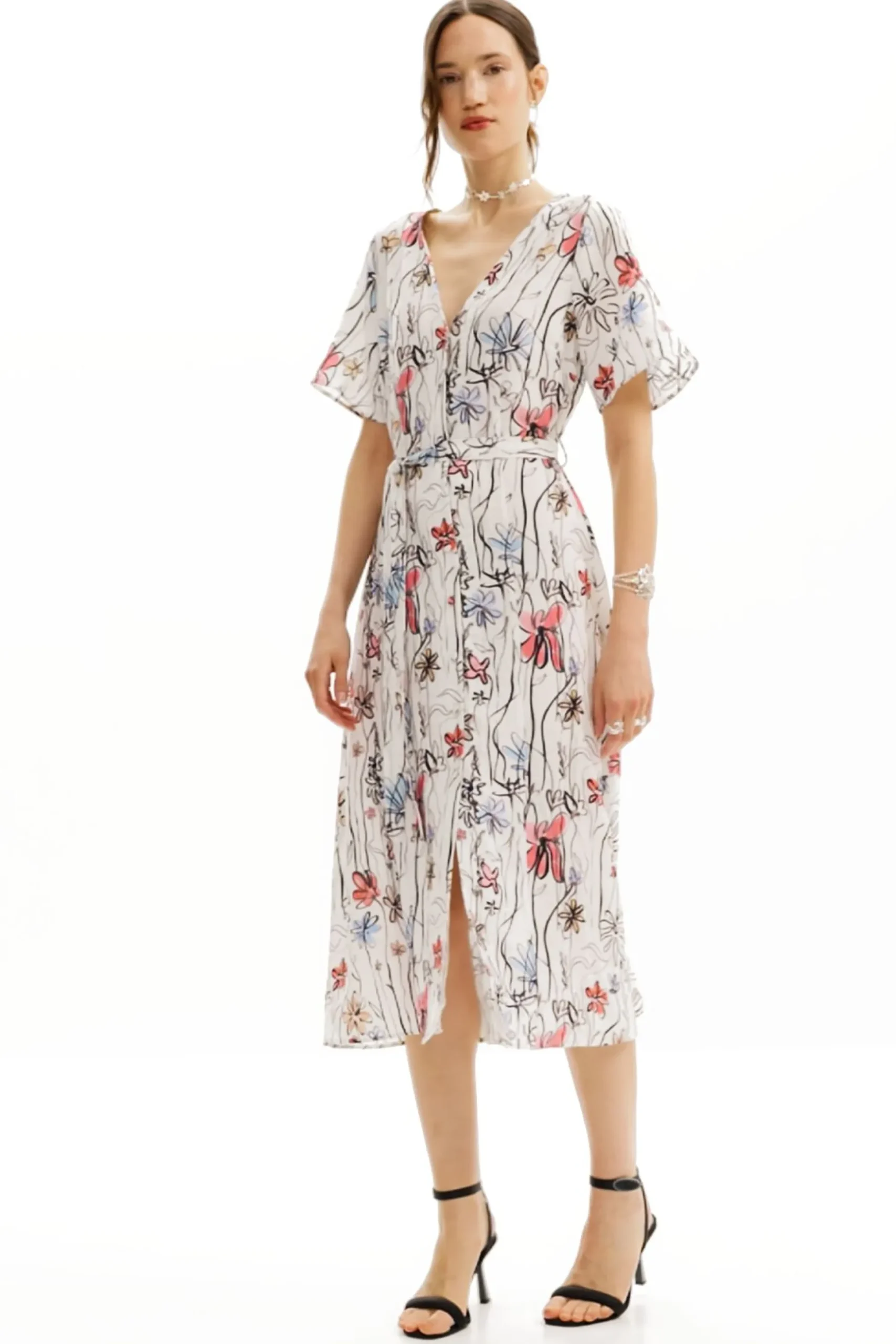 Vestido midi flores