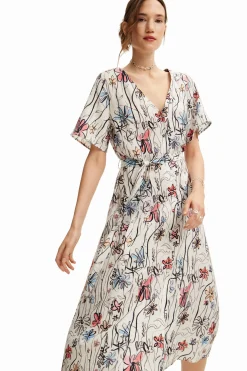 Vestido midi flores