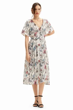 Vestido midi flores