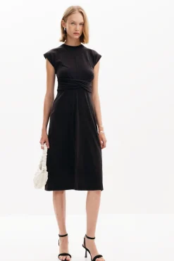 Vestido midi frunces