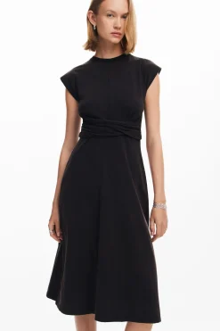Vestido midi frunces