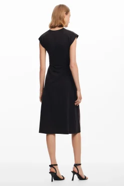 Vestido midi frunces