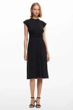 Vestido midi frunces