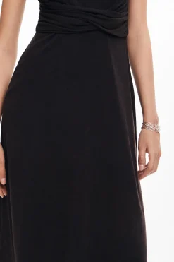 Vestido midi frunces