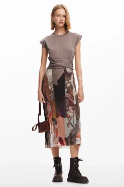 Vestido midi híbrido flores