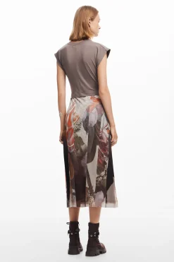 Vestido midi híbrido flores