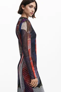 Vestido midi tul estampado