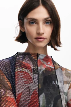 Vestido midi tul estampado