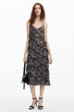 Vestido midi volantes