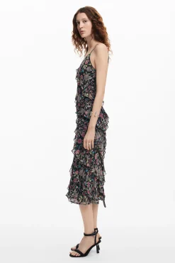 Vestido midi volantes