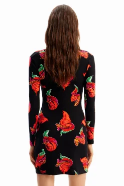 Vestido mini canalé flores