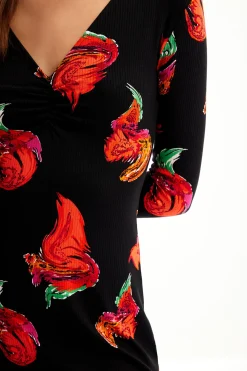 Vestido mini canalé flores