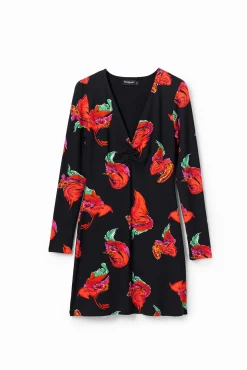 Vestido mini canalé flores
